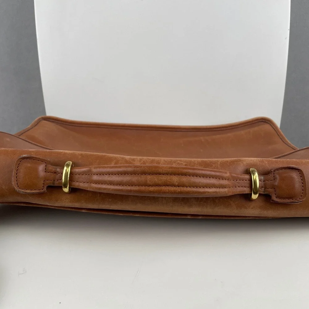Vintage 90s Coach Lexington Briefcase British Tan Leather USA Messenger Bag 5265